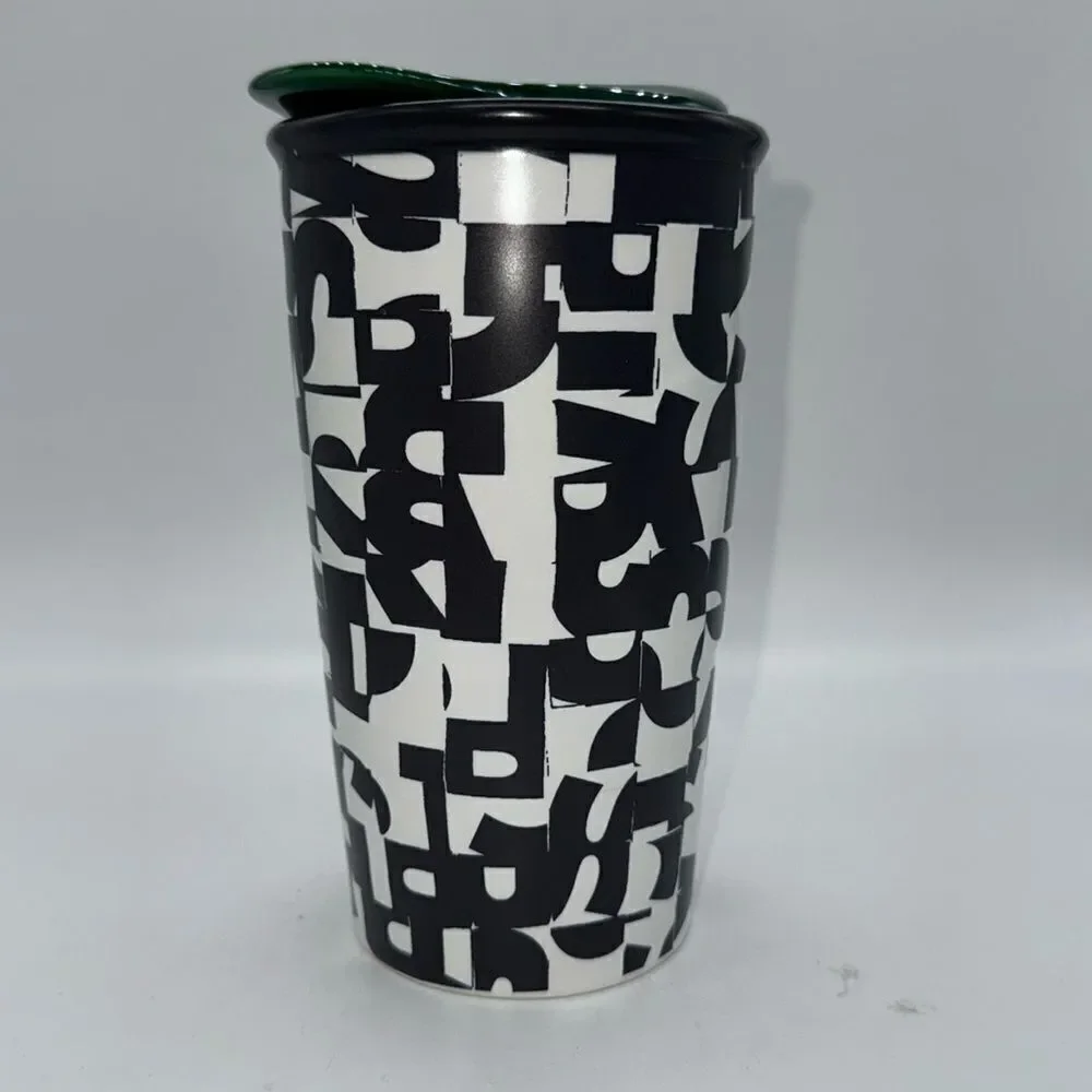 Starbucks Abstract Letter Graffiti Ceramic Tumbler Traveler Mug 10oz